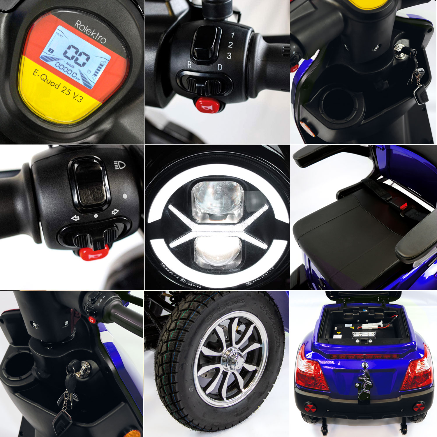 Rolektro E-Quad 25 V.3 Lithium, Blau Elektromobil 4-Räder