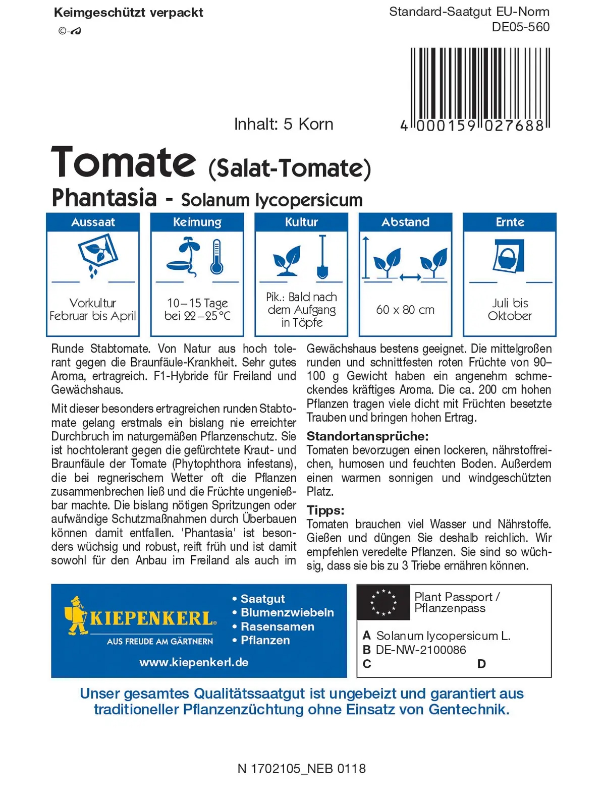 Kiepenkerl® Profi-Line Salat-Tomatensamen Phantasia F1