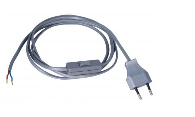 Europa-Zuleitung, Europa-Stecker und Leitungsende mit Aderendhülsen