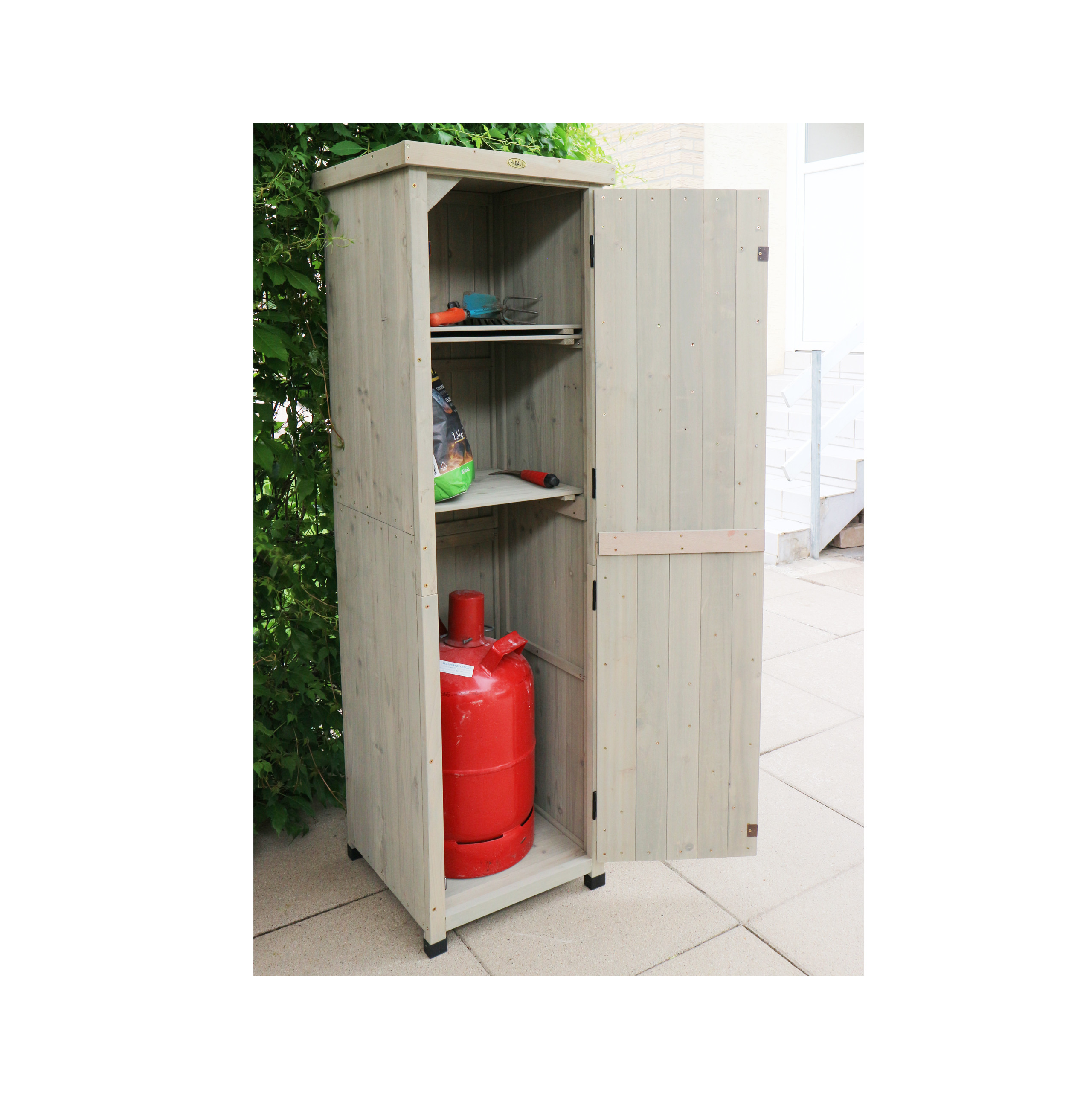 HABAU Gartenschrank Ben mit 3 Einlegeböden 45x45x160cm