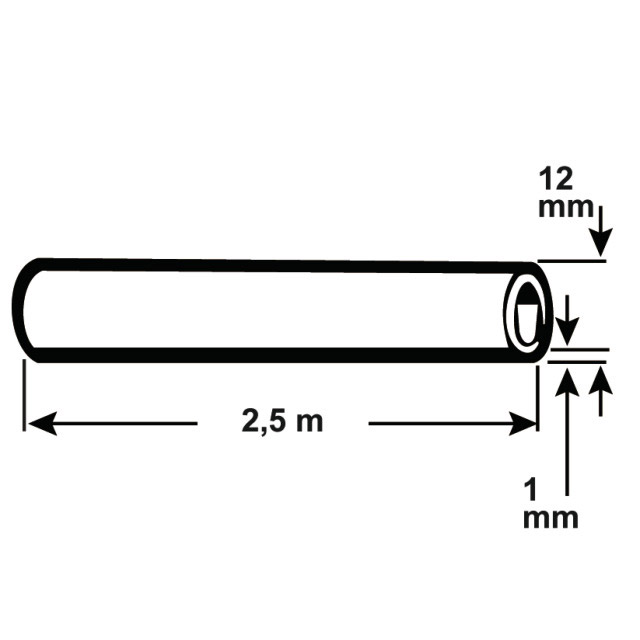 Kupferrohr blank 2,50 m 12 mm