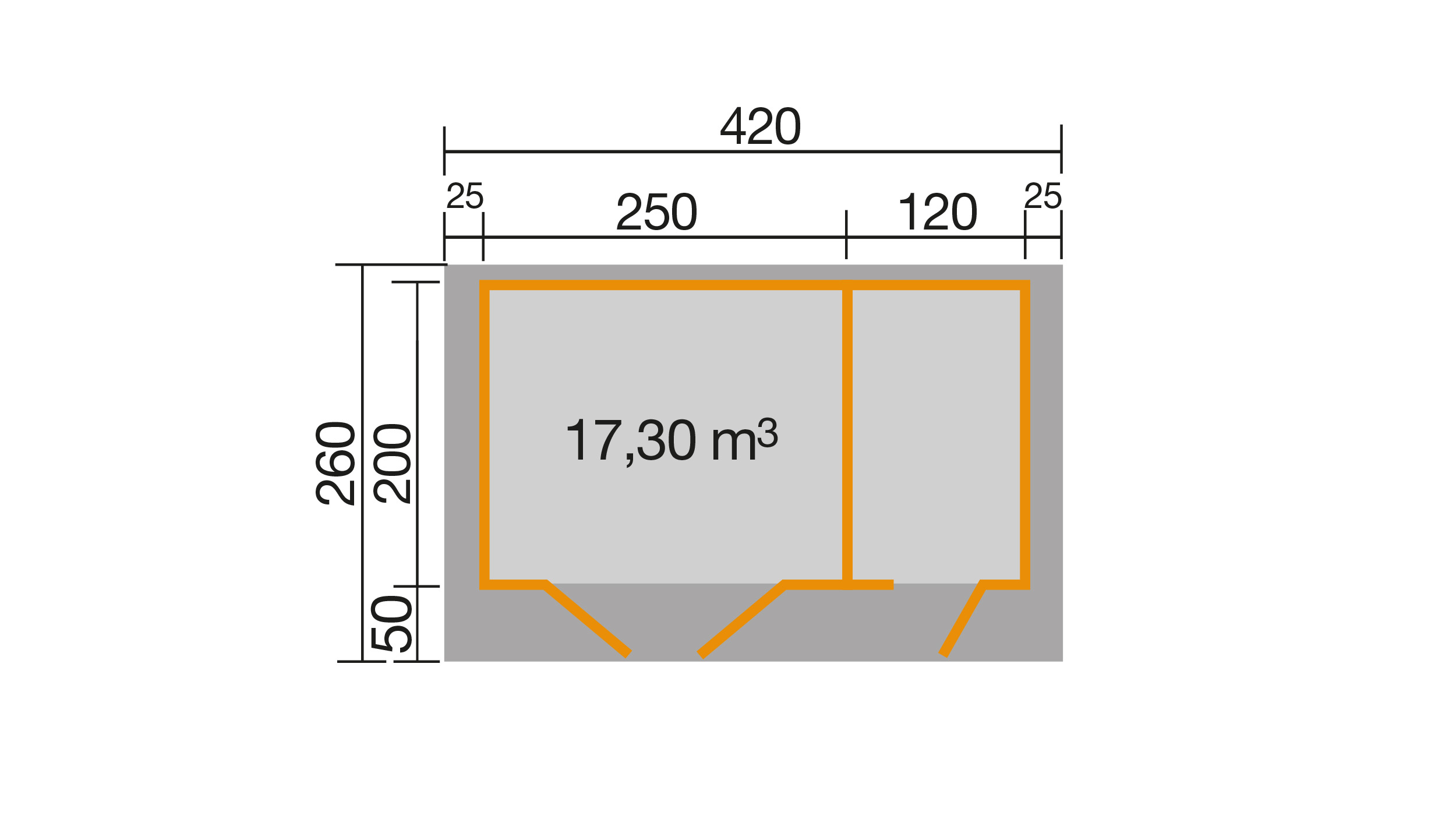 weka Gartenhaus 253 Gr.1, 28 mm, DT, Nebenraum ET