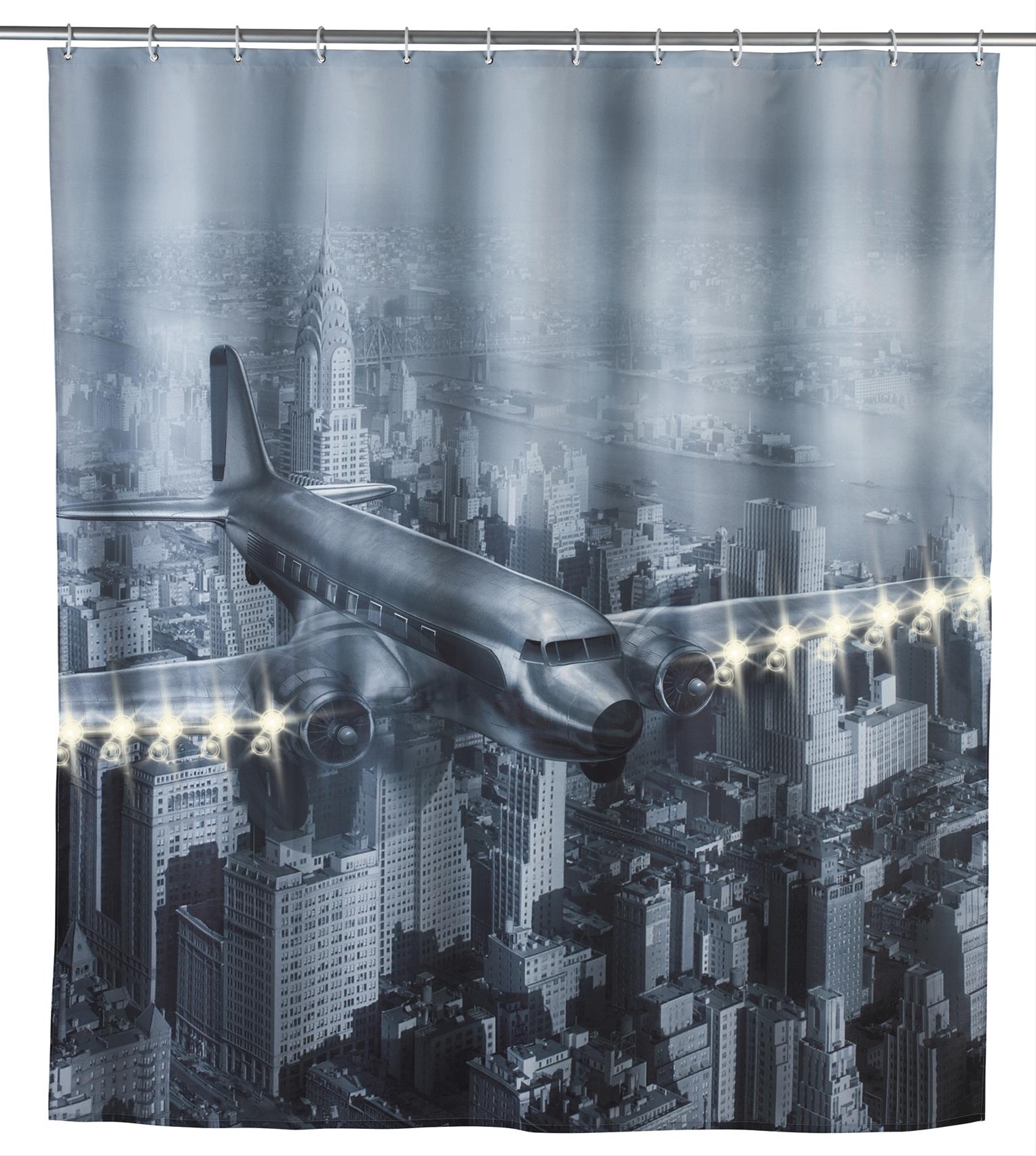 LED Duschvorhang 180x200cm Old Plane