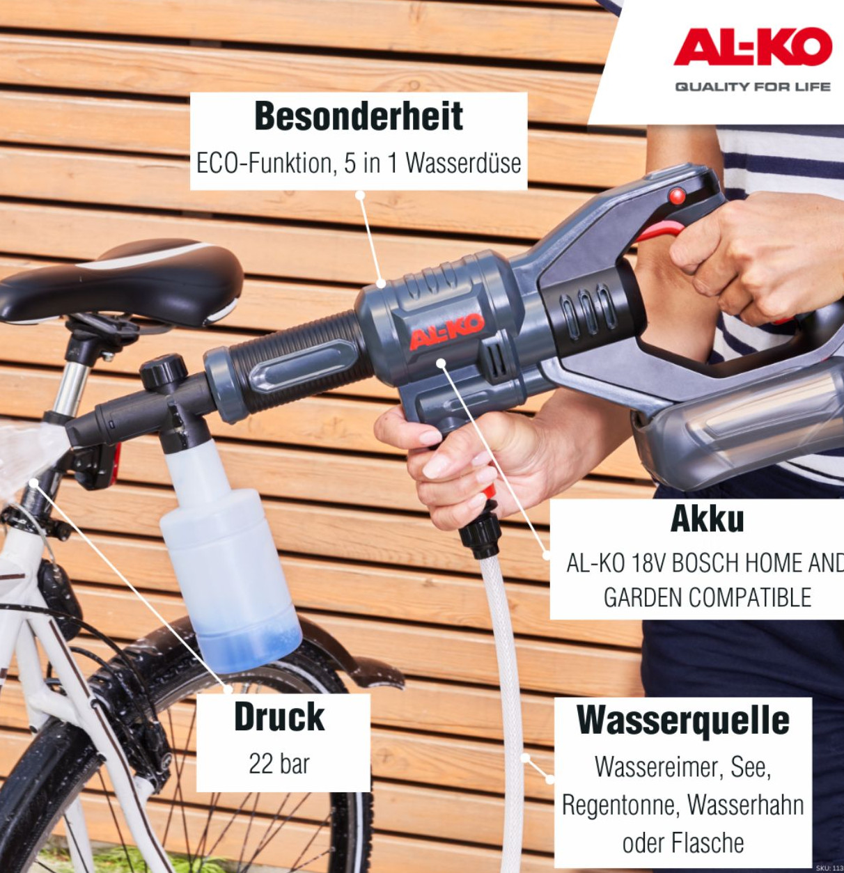 AL-KO 18 V Bosch Akku Hochdruckreiniger PW 1850