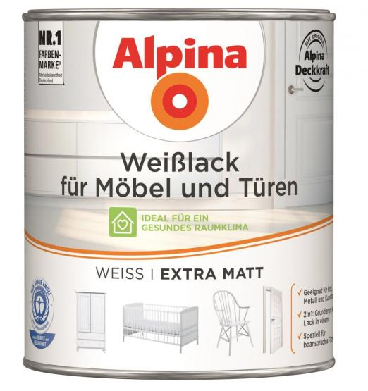 Alpina Weißlack für Möbel + Türen extra matt 750ml