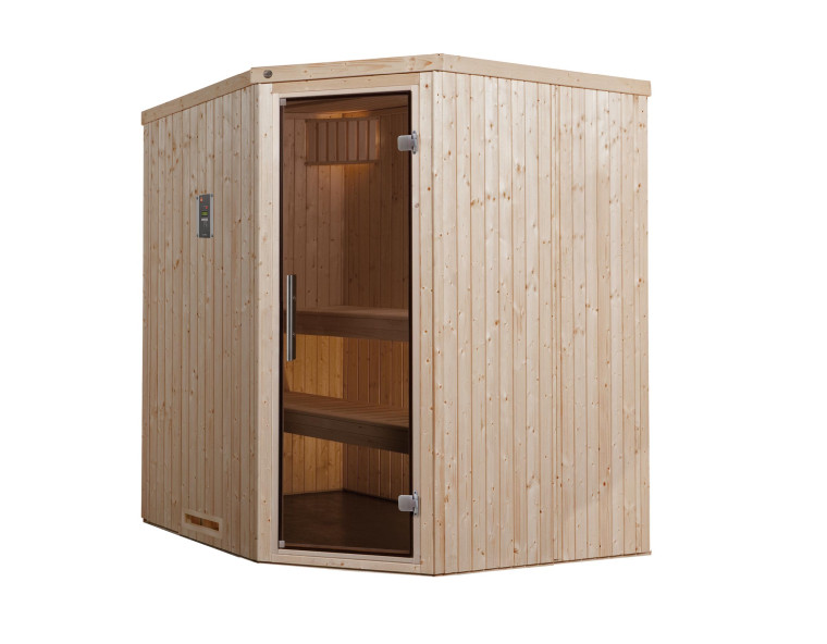 Weka Sauna Varberg Eck 7,5 kW BioS Gr.2 Glastür graphit Optik