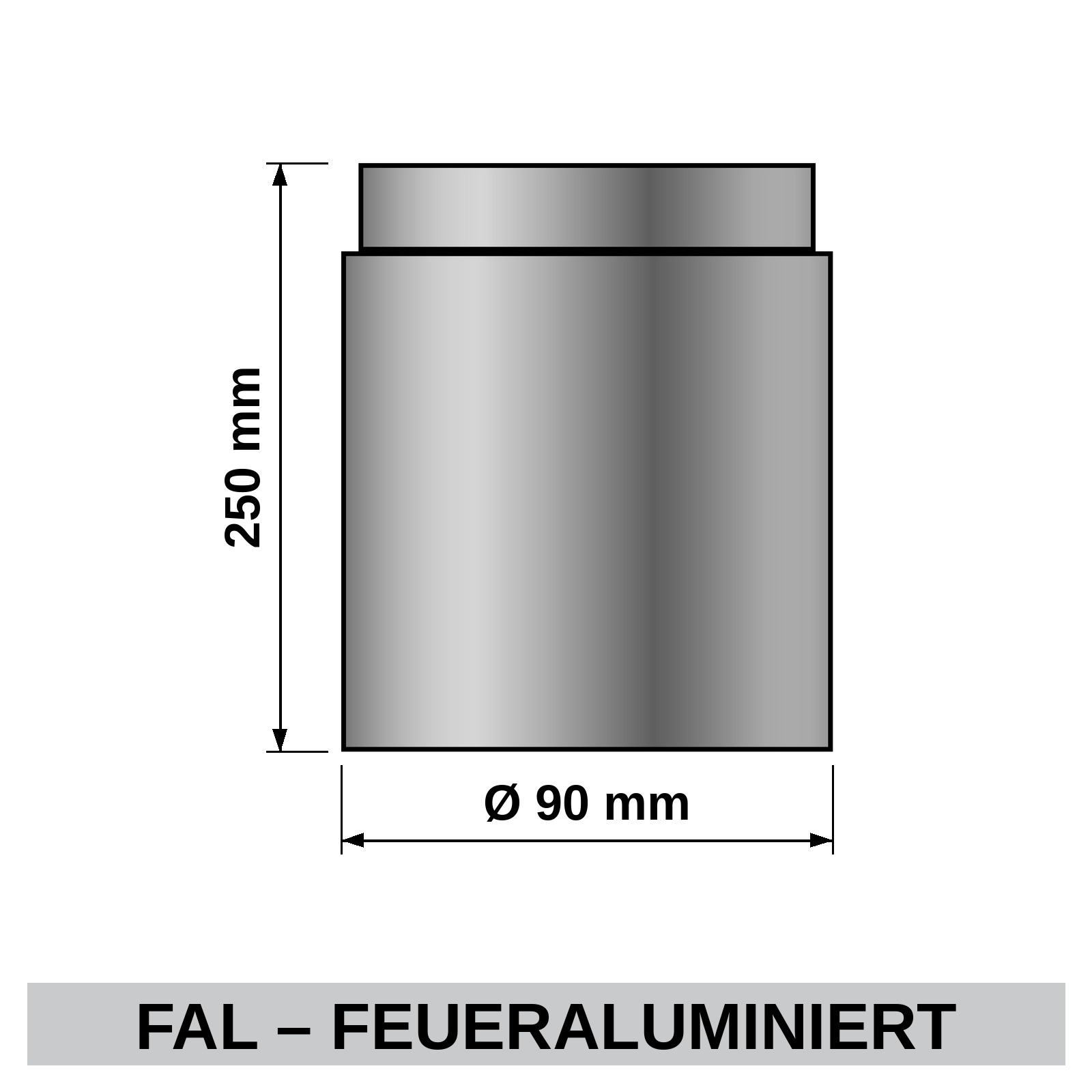 ediFire Ofenrohr Ø 90 mm, 250 mm, feueraluminiert