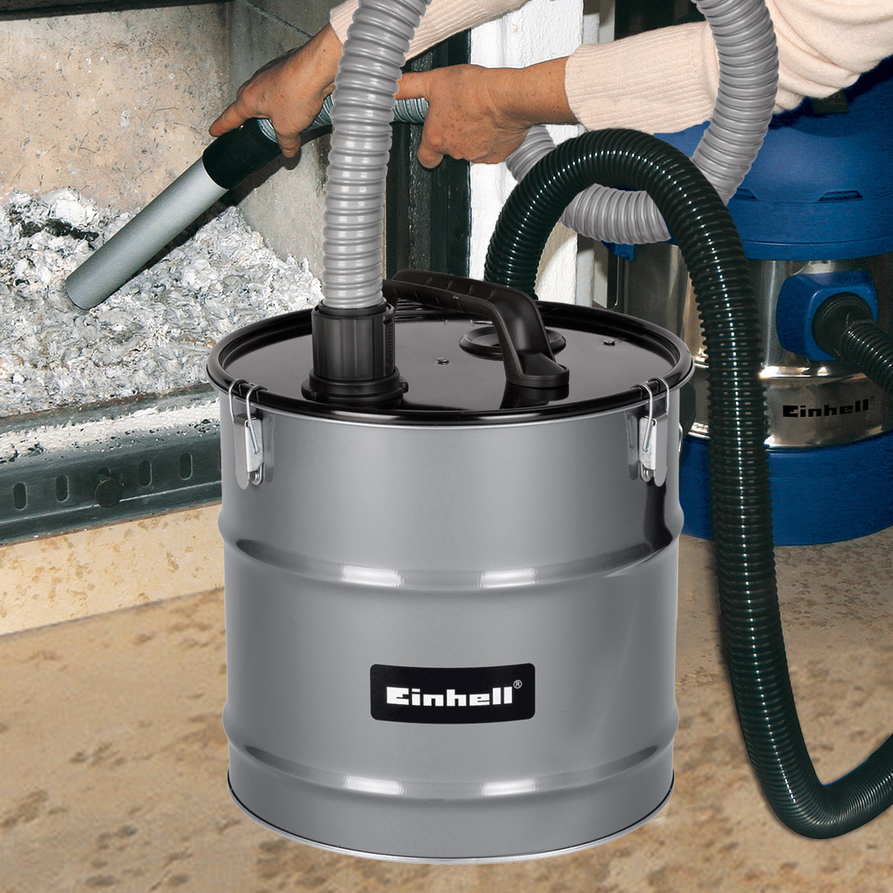 Einhell Aschesauger ohne Motor / Aschefeinfilter 18 L mit Faltenfilter