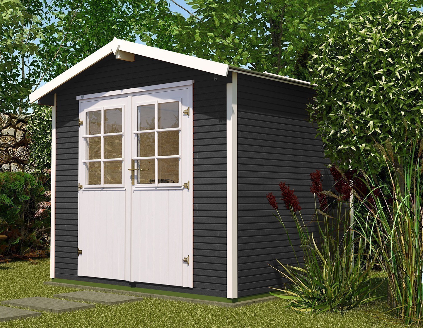 Gerätehaus Holz 28 mm Weka Gartenhaus 218 Gr.4 anthrazit 320x325cm