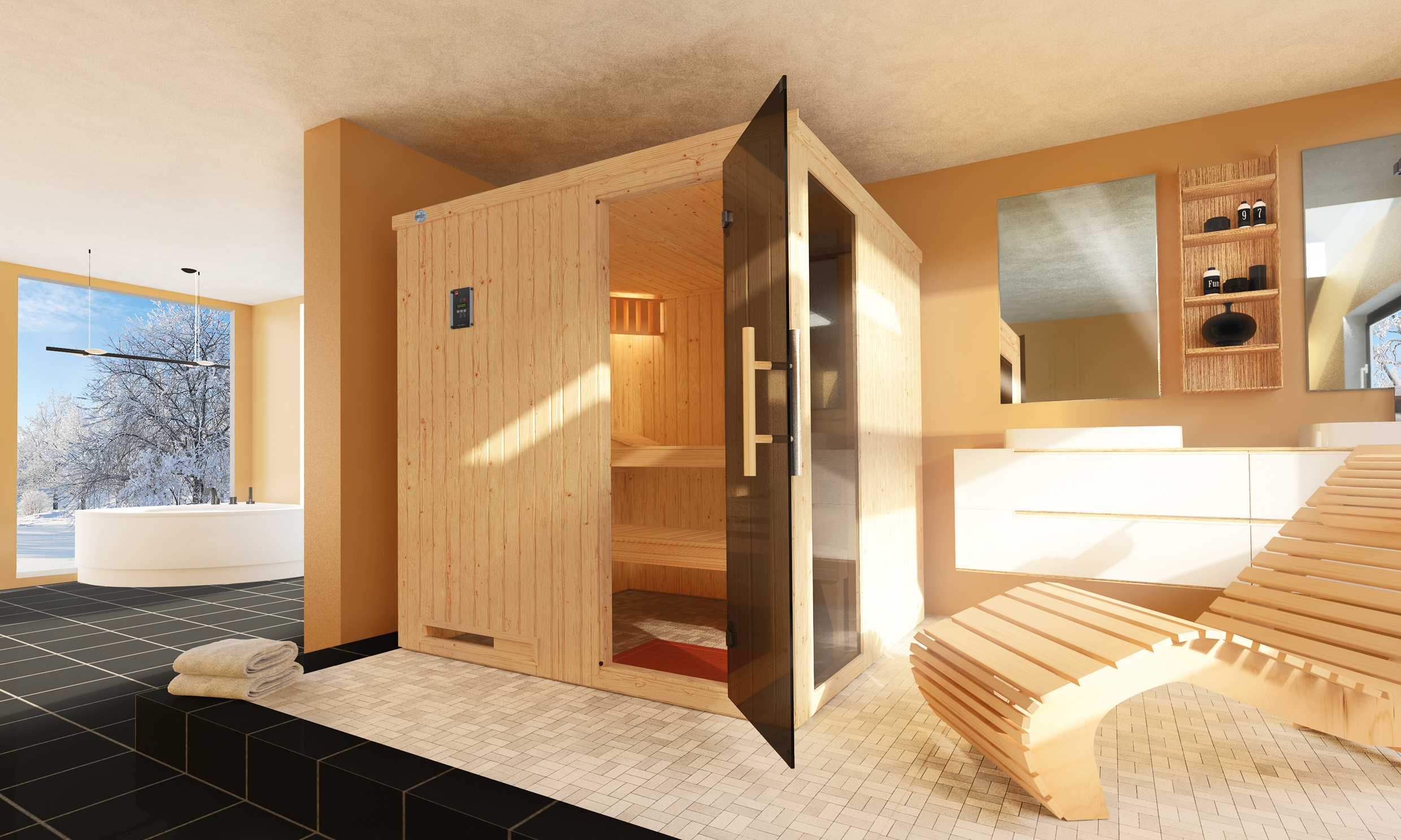 Weka Sauna Halmstad 2 68mm Glastür/Fenster+ Sparset Ofen Kompakt 5,4kW Weka Sauna Halmstad 2 68mm Glastür/Fenster+ Sparset Ofen Kompakt 5,4kW