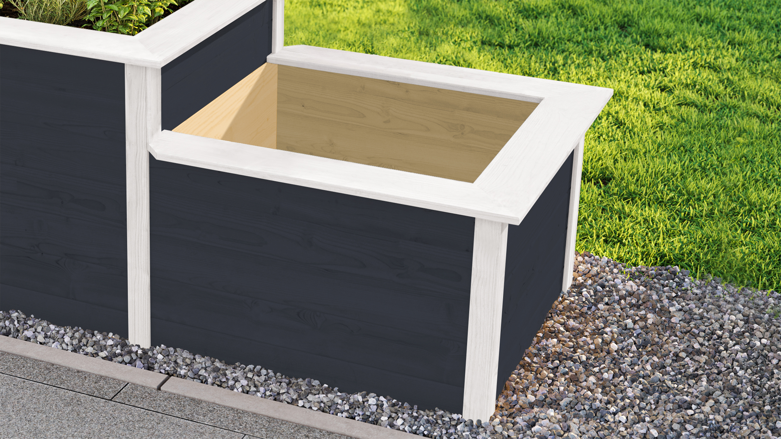 weka Hochbeet 205x79 21mm, anthrazit, Stufenhoch