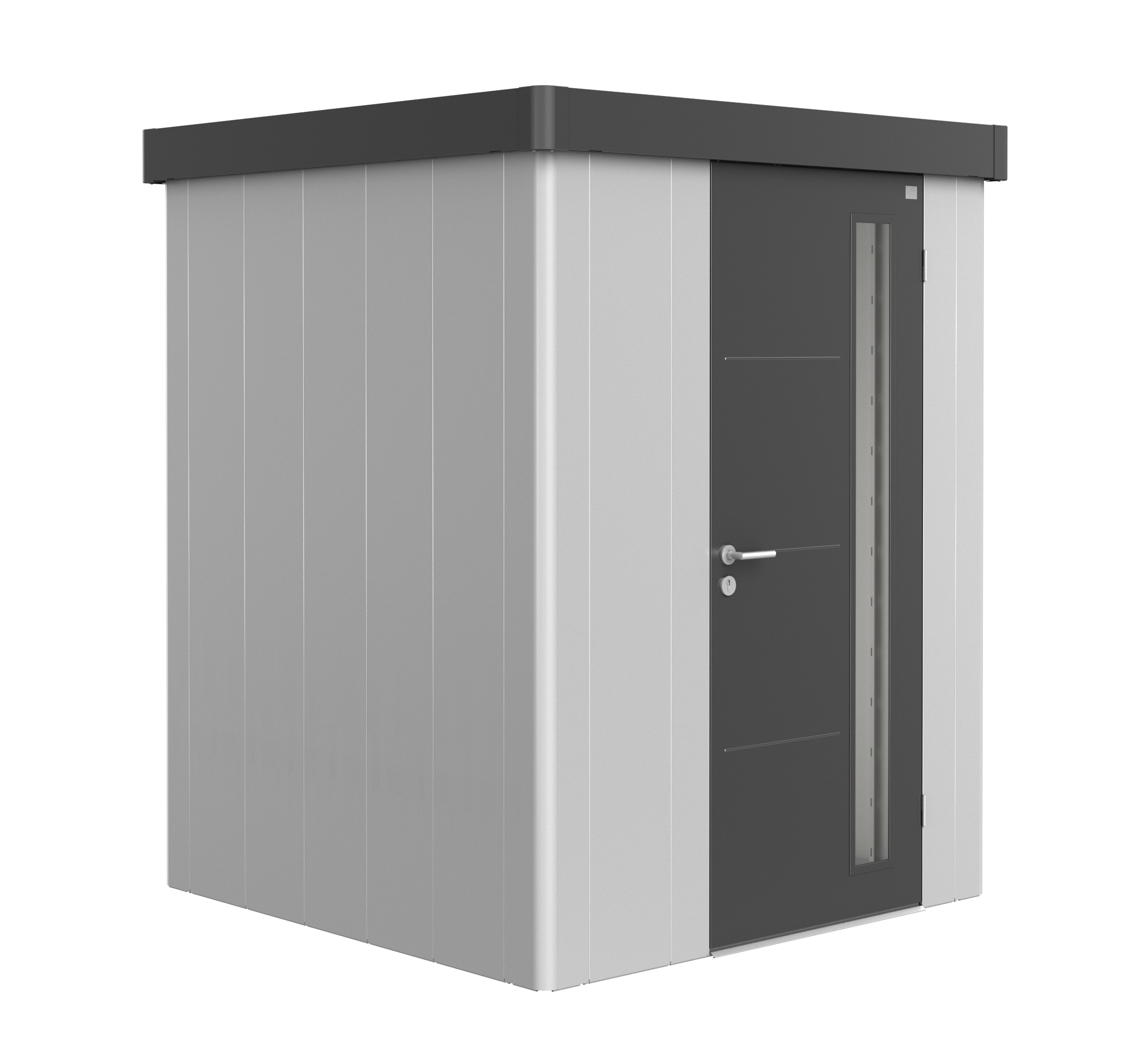 Biohort Gerätehaus Neo 1A Variante 1.3 Standardtür silber dunkelgrau