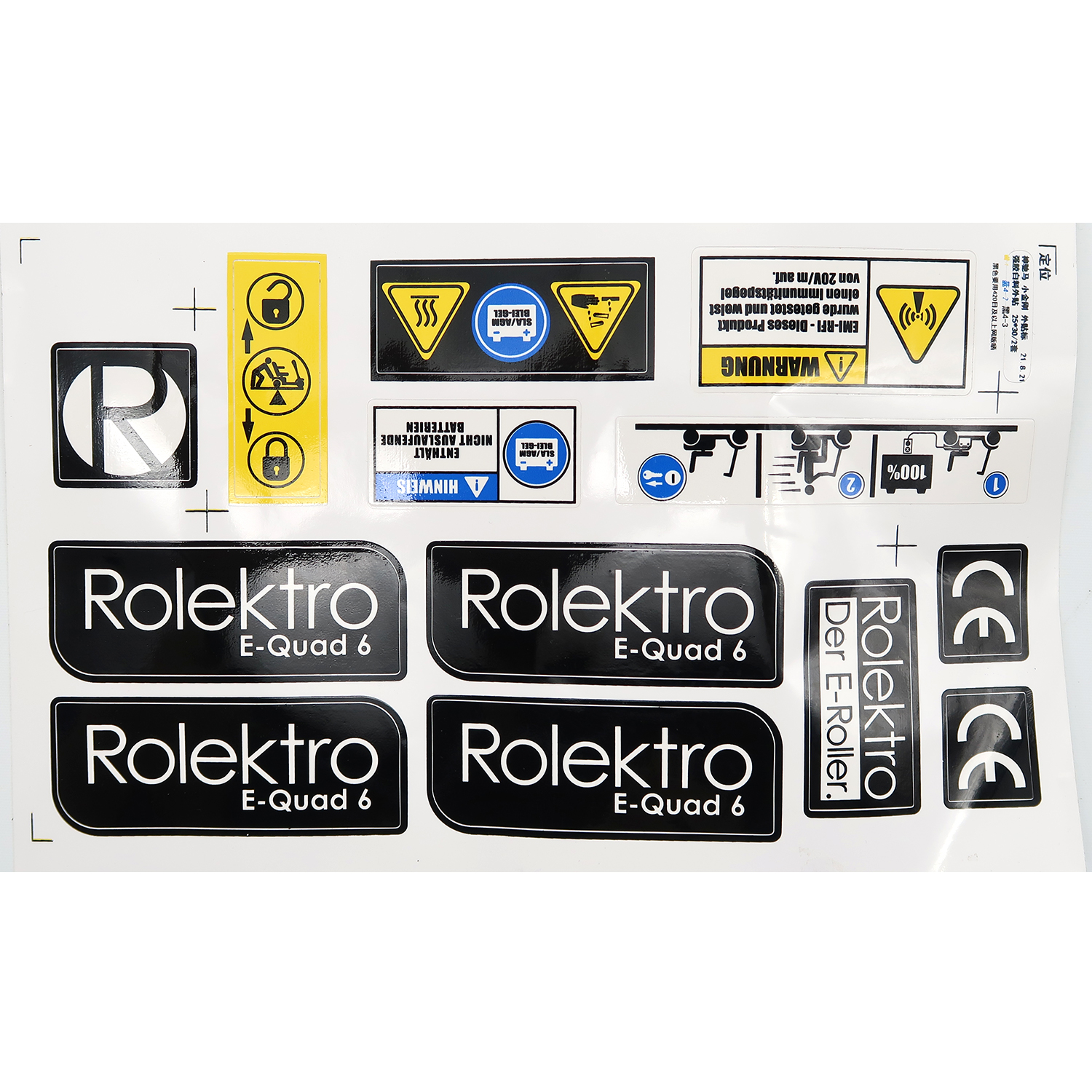 Rolektro Aufkleber, komplettes Set für Quad6V2/Pro