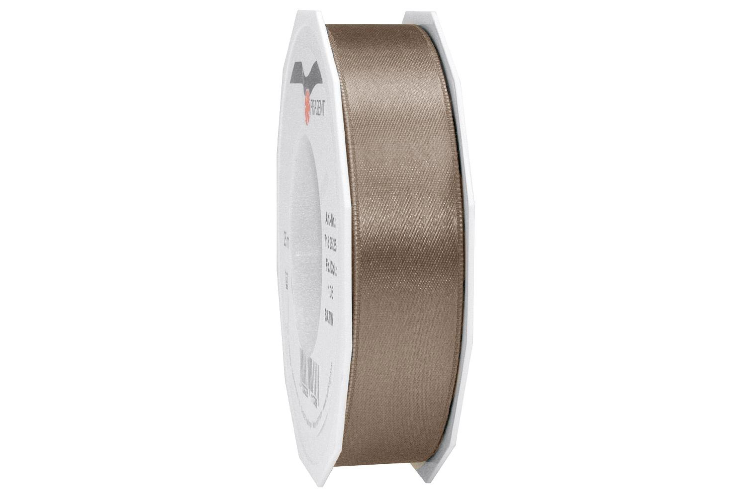 Doppelsatinband 25mm x 25m taupe