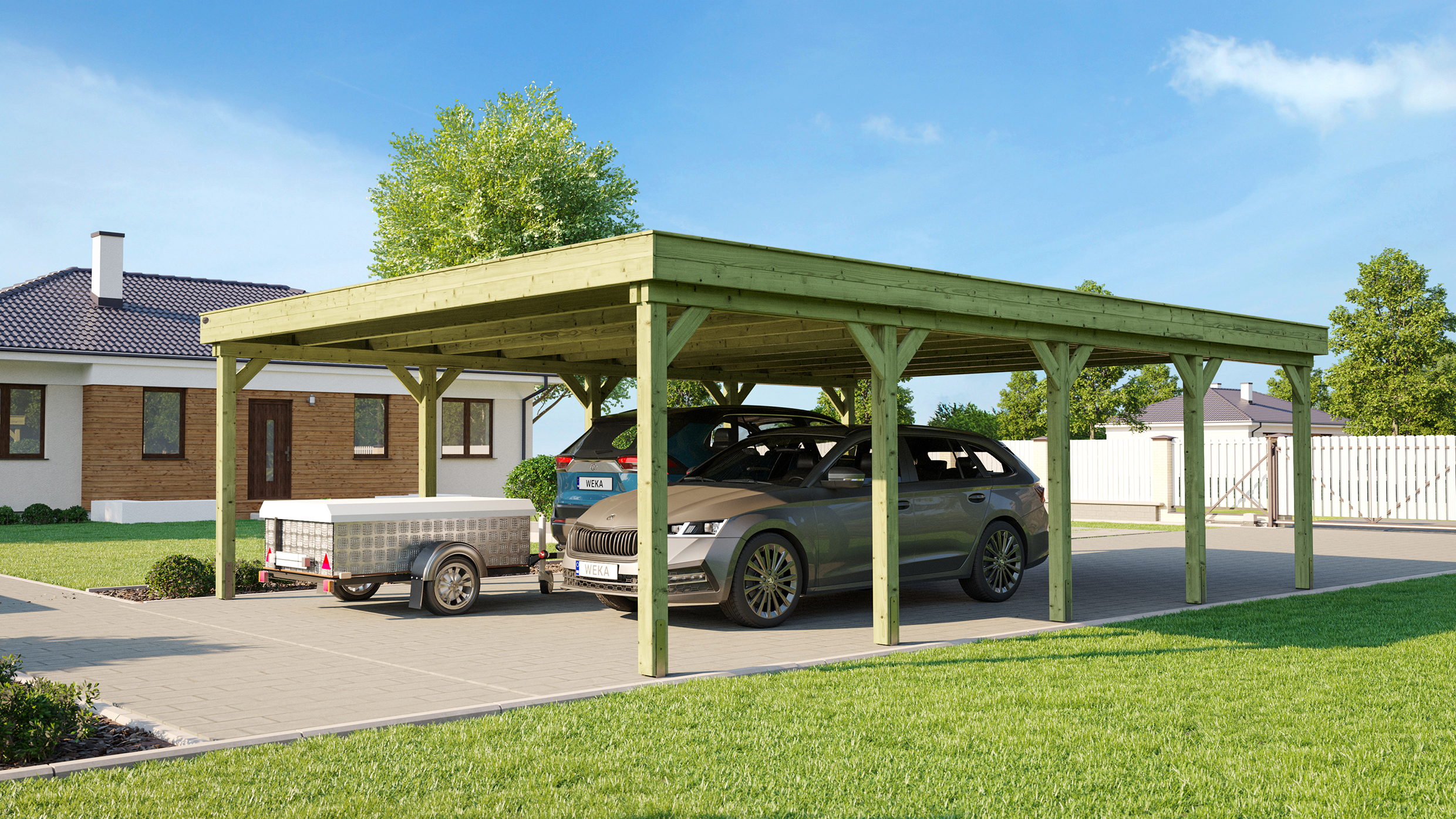 weka Doppelcarport 609 Gr. 2 mit Trapezblech-Dach