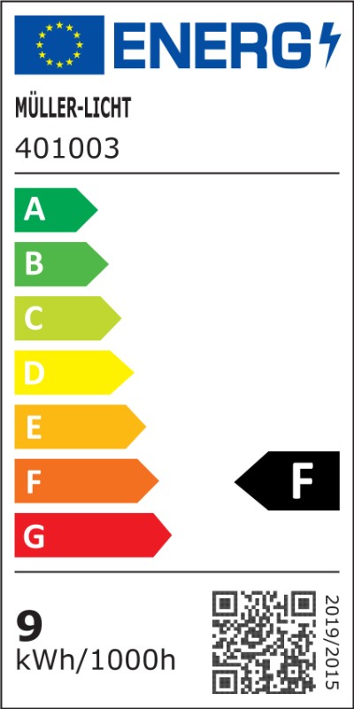 Energielabel Müller-Licht LED Leuchtmittel E27 8,5W 806lm neutralweiß 4000K