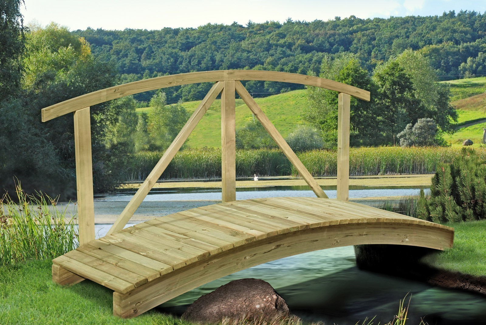 Teichbrücke Kiefernholz 80 x 240 cm