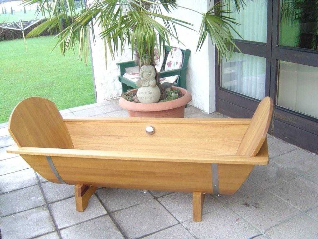 Holzbadewanne Achleitner Omega 200x80x58cm Kambalaholz Ab- u. Überlauf