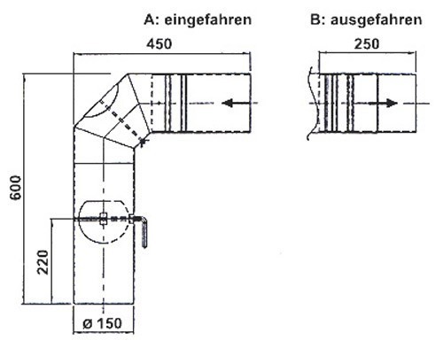 Ofenrohr / Rauchrohr Set 2 Ø 150 mm Schieberohr gussgrau geschweißt