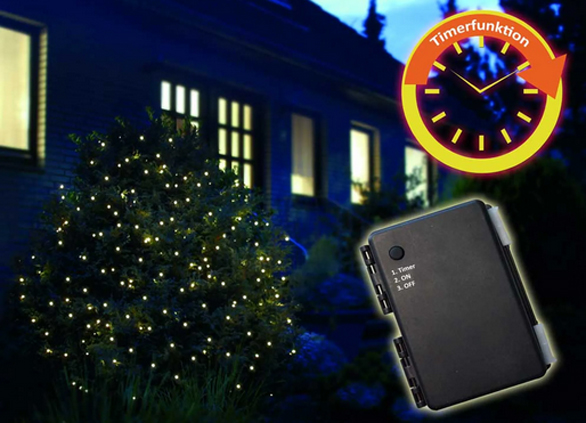 LED Lichternetz außen mit Timer2x2m