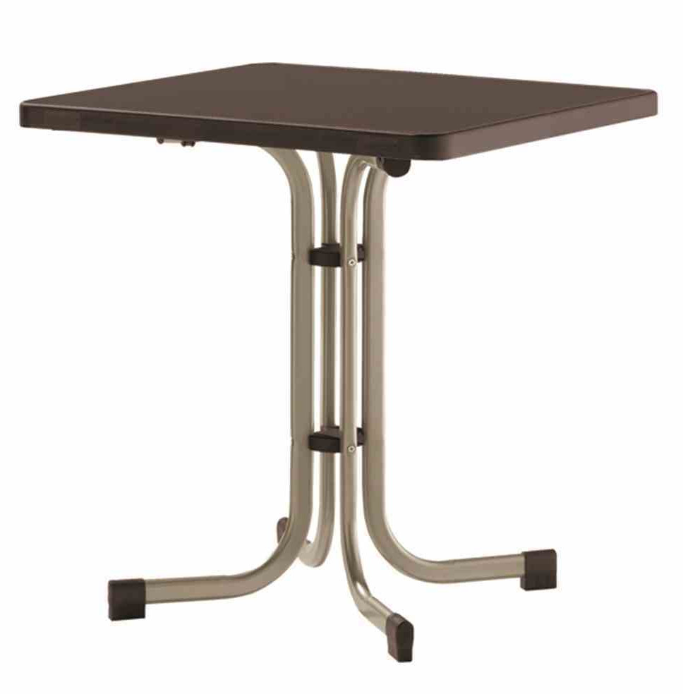 SIEGER Gartentisch / Klapptisch 70x70cm Stahl champ./Mecalit mocca