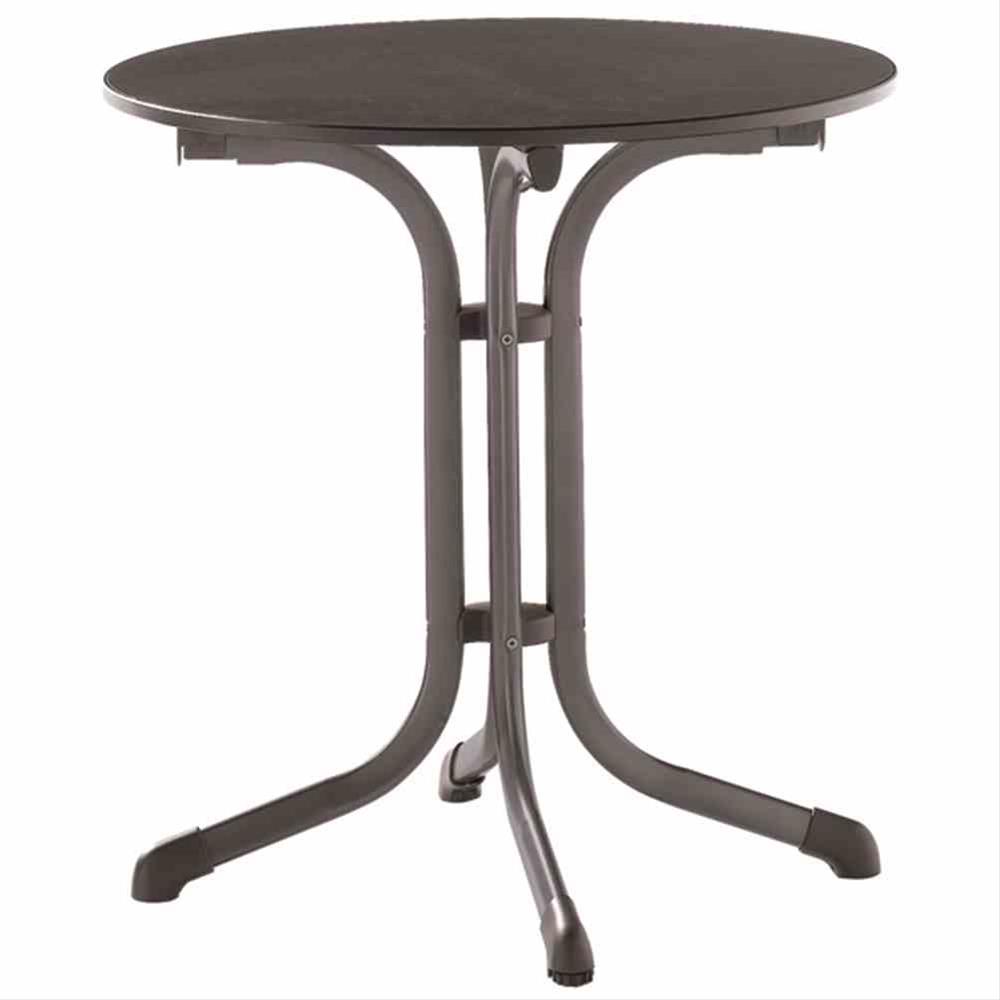SIEGER Gartentisch / Klapptisch Ø68cm Stahl grau / Vivodur anthrazit