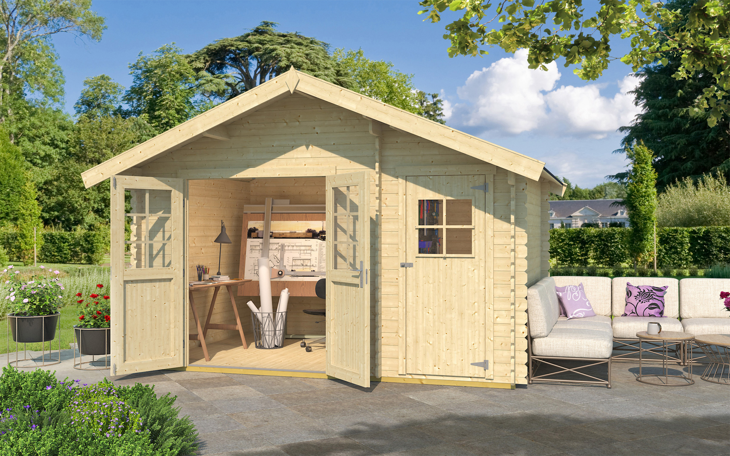 weka Gartenhaus 253 Gr.2, 28 mm, DT, Nebenraum ET
