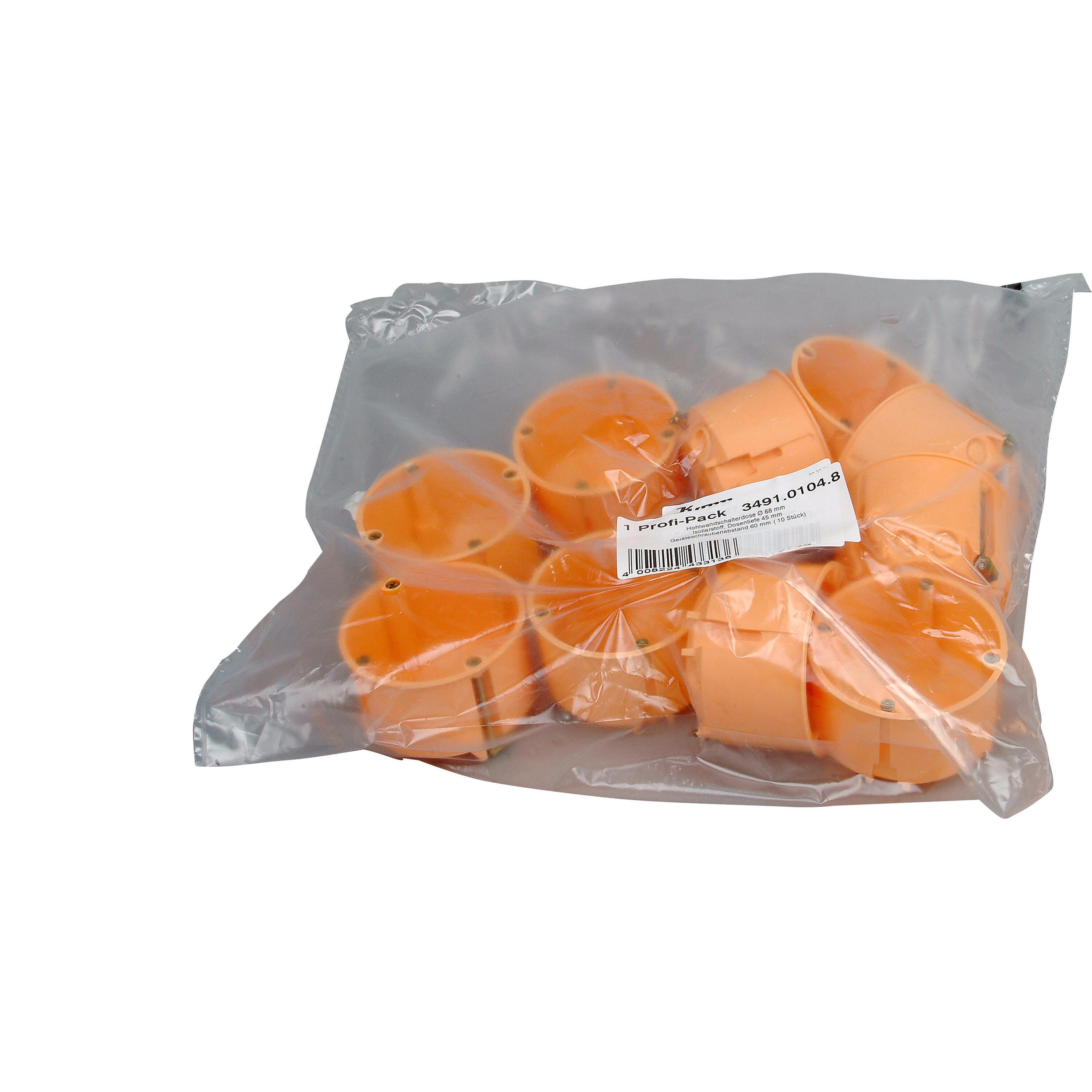 Hohlwandschalterdose Ø68mm 47mm orange IP30 10 Stück