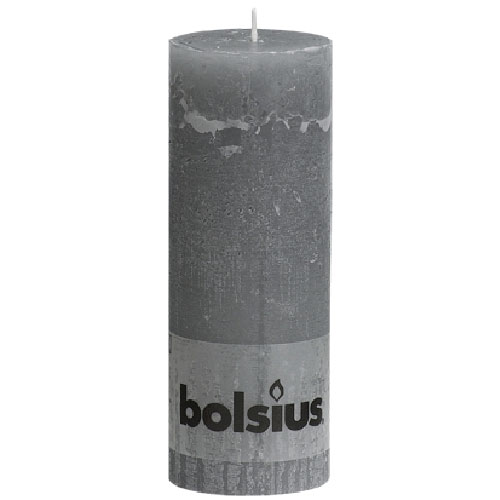 Bolsius Stumpenkerze Rustik Ø 68mm Höhe 190mm hellgrau - 1 Stück