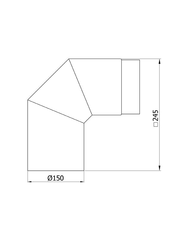 Ofenrohr / Rauchrohr Bogenknie 90° Ø150mm Senotherm schwarz ohne Tür