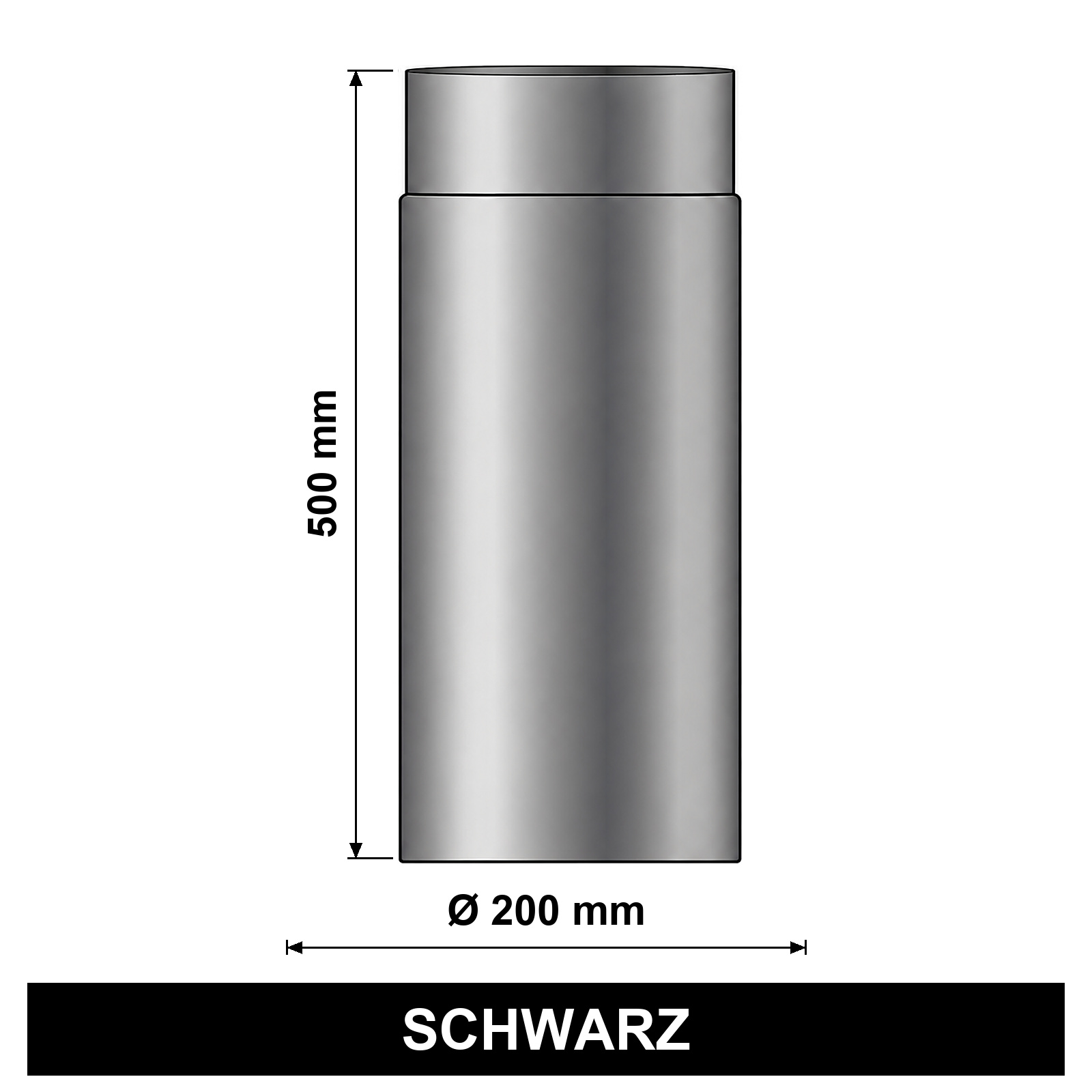 ediFire Ofenrohr Ø 200 mm, 500 mm, schwarz