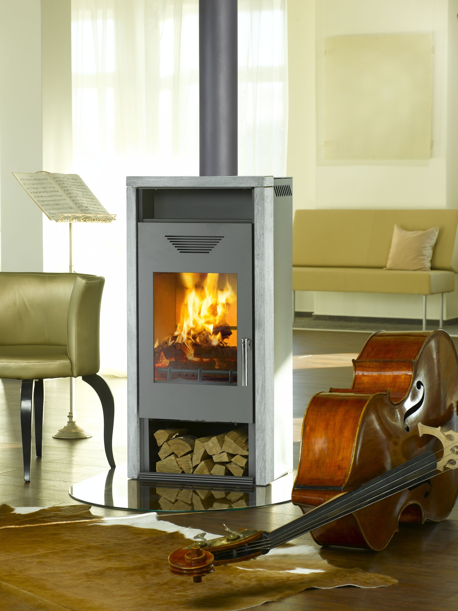 Wamsler Kaminofen Logi gussgrau/Naturstein 8 kW