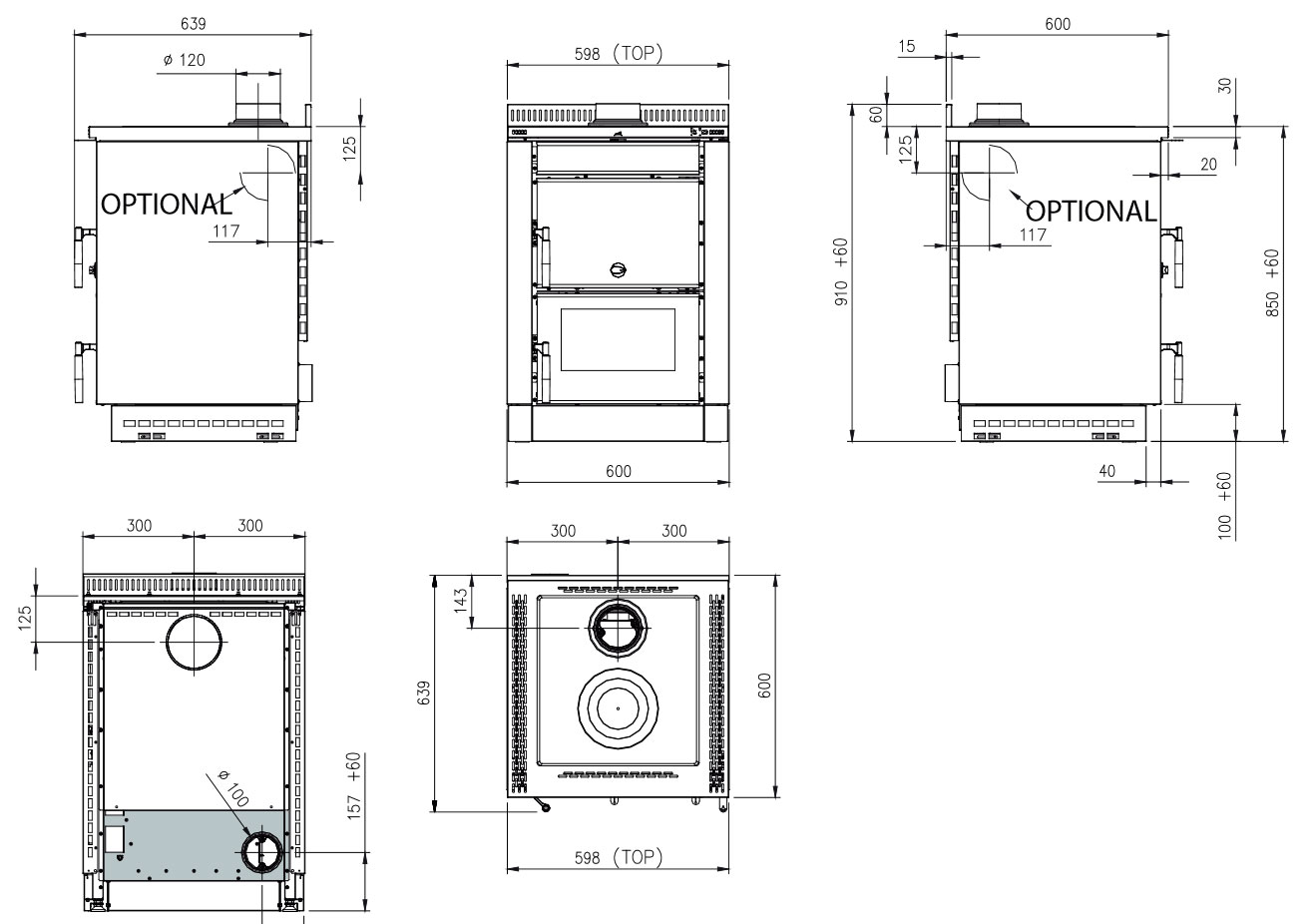 Küchenherd / Holzherd La Nordica Vicenza Evo anthrazit Ans Mitte 6kW