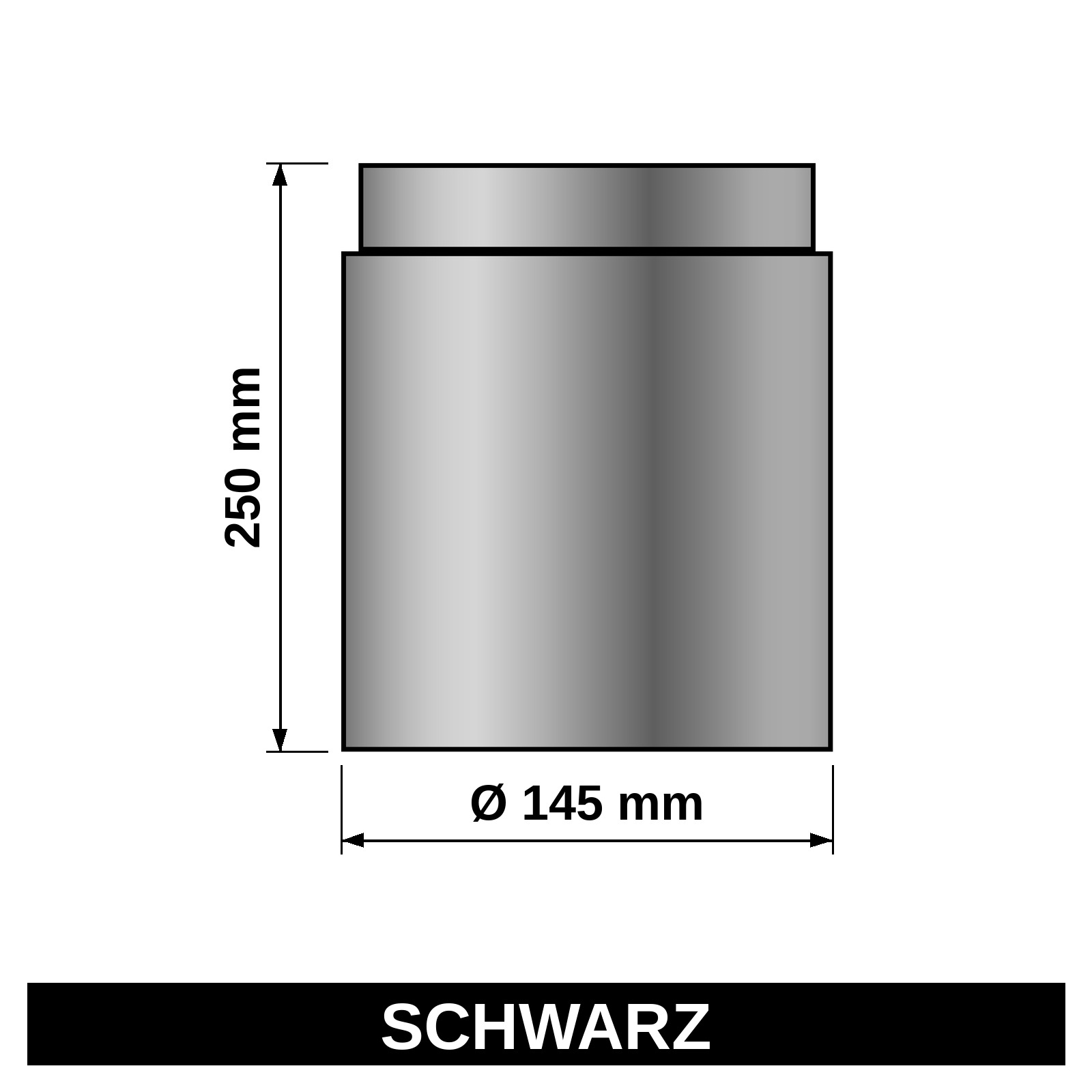 ediFire Ofenrohr Ø 145 mm, 250 mm, schwarz
