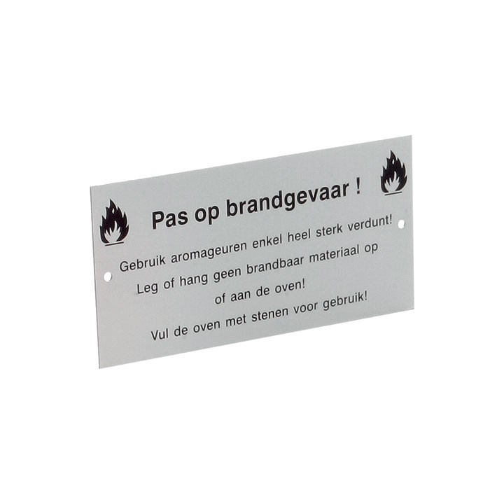 Eliga Sauna Warnschild Pas op brandgevaar Alu niederländisch 100x50mm