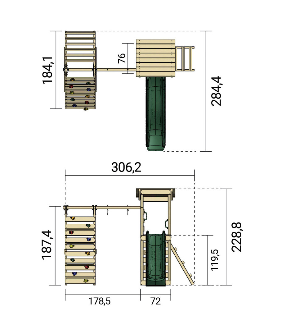 Weka Spielturm Sevilla 306,2 x 284,4 x 228,8 cm