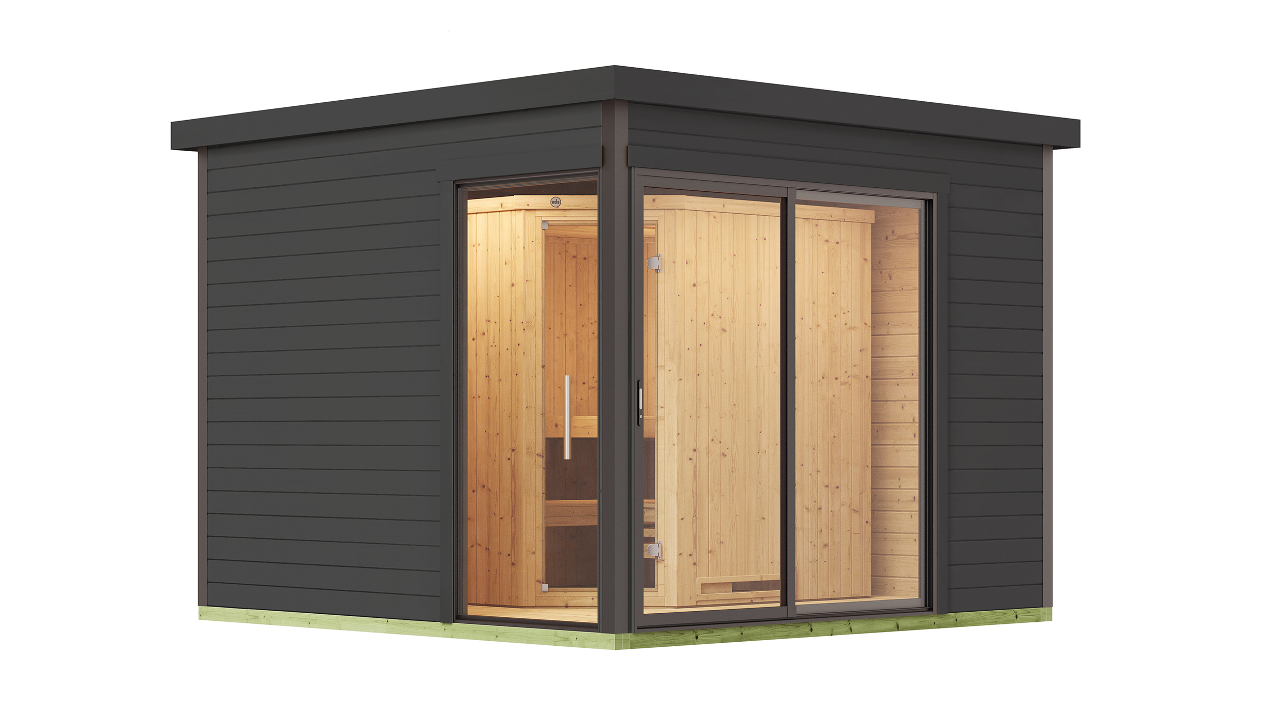 Weka Design Saunahaus SH 412 grau 9 kW Saunaofen Kompakt