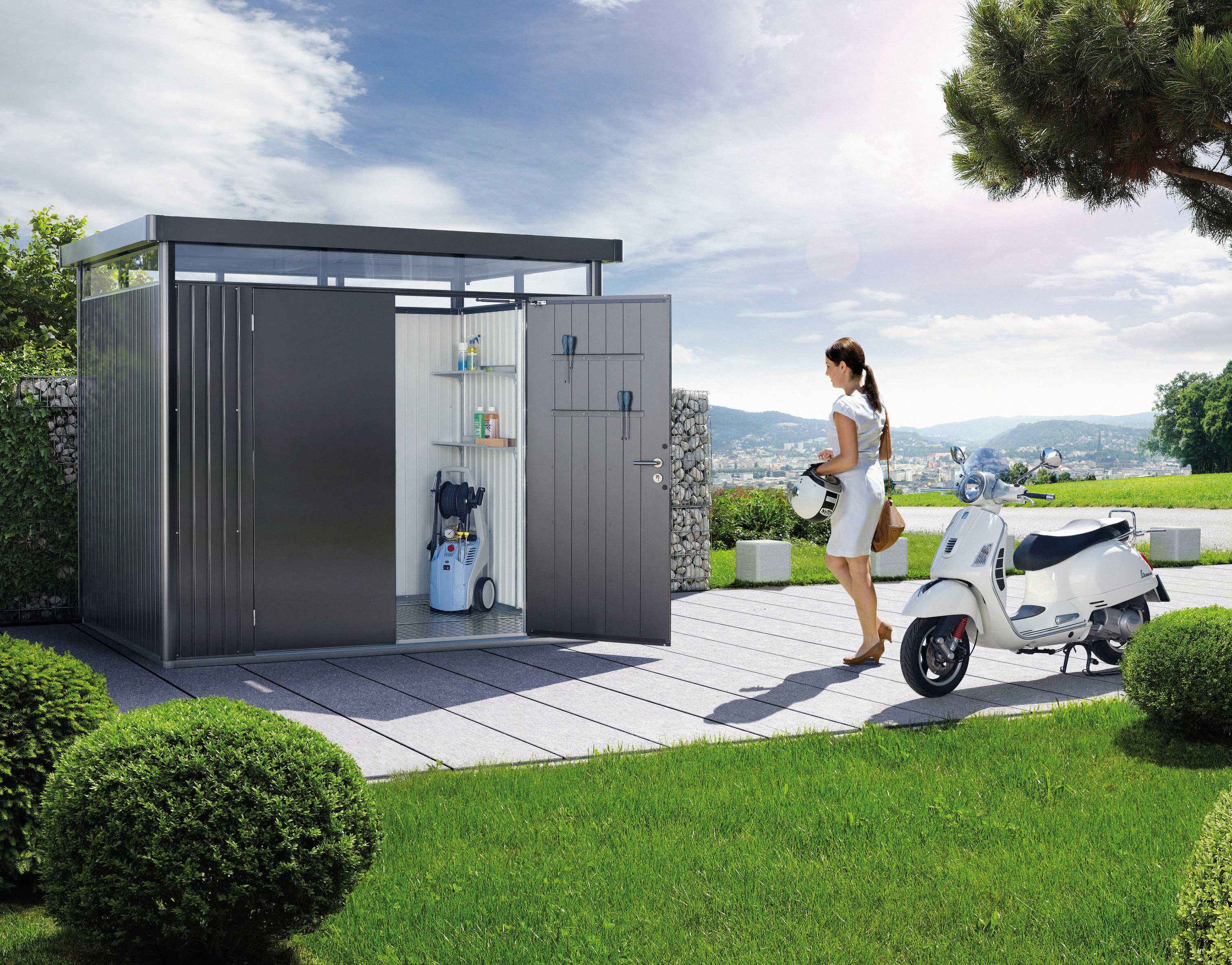 Gerätehaus Biohort HighLine H2 dunkelgrau-metallic DT 275x195cm