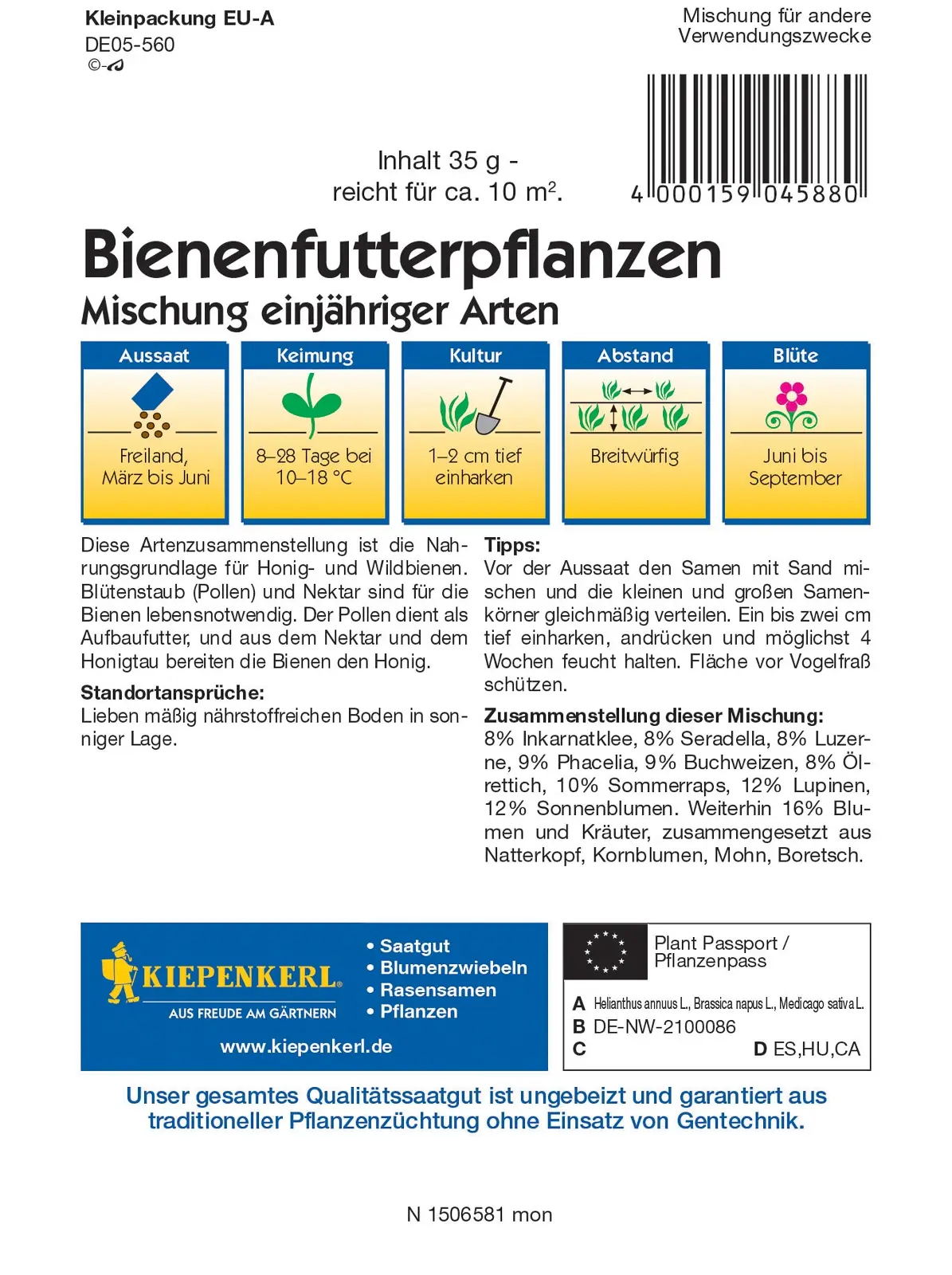 Kiepenkerl® Profi-Line Blumensamen-Mischung Bienefutterpflanzen einj.