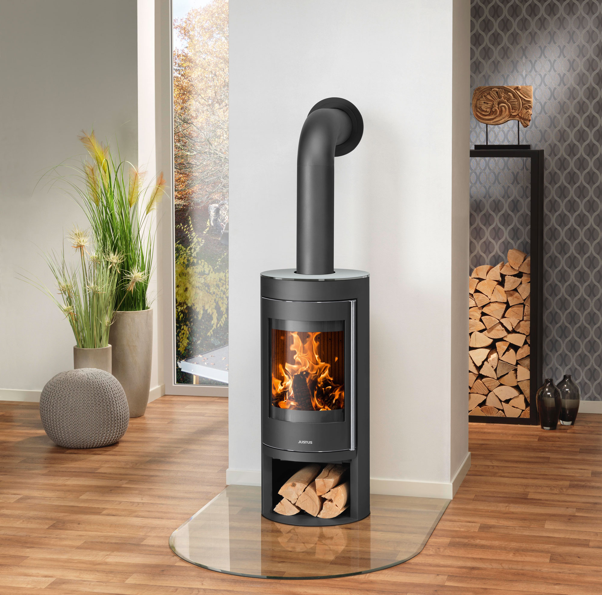 Kaminofen Justus Mino 2.0 raumluftunabhängig Stahl schwarz Glas 5kW