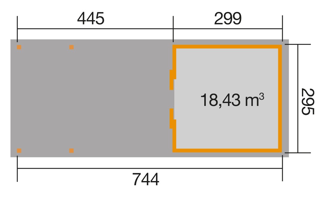 weka Lounge-Haus 225 B Gr.2, natur, 21 mm, Schiebe