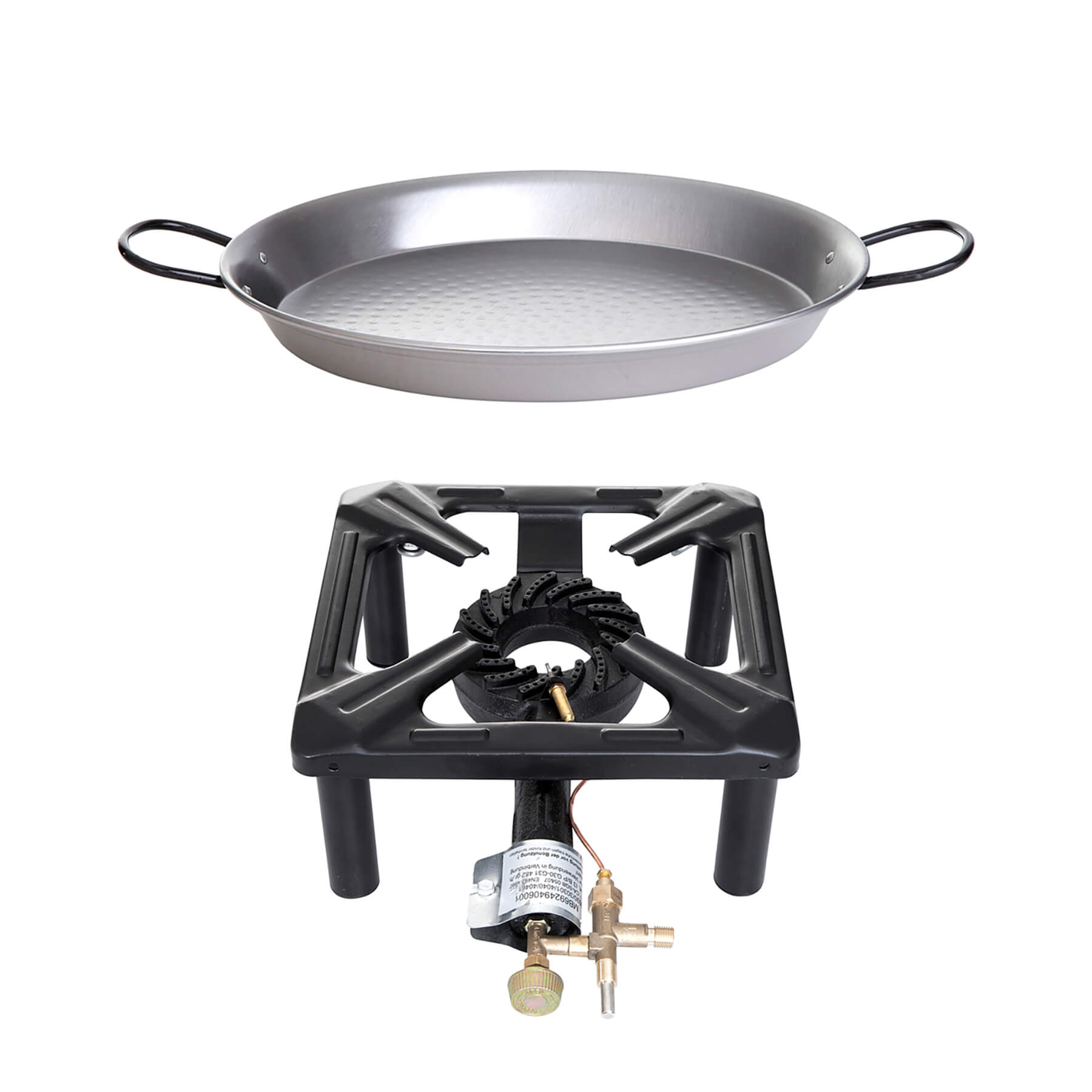 Paella World® Hockerkocher Set groß Stahl Ø 42 cm mit Zündsicherung