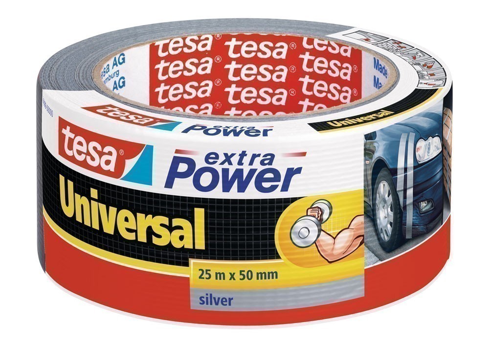tesa® extra Power Universal Gewebeband 25 m x 50 mm silber