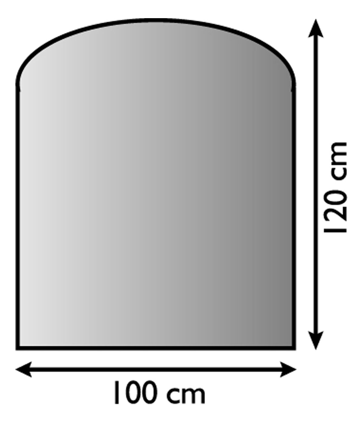 Funkenschutzplatte Stahl schwarz Segmentbogen 100x120cm