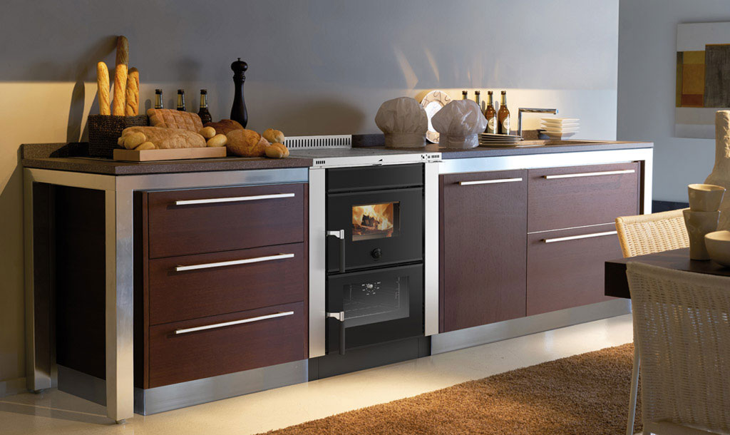Küchenherd / Holzherd La Nordica Vicenza Evo anthrazit Ans Mitte 6kW