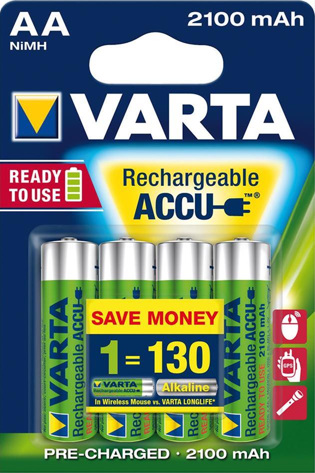 VARTA Rechargeable Akku AA 1,2 V 2100mAh 4 Stück