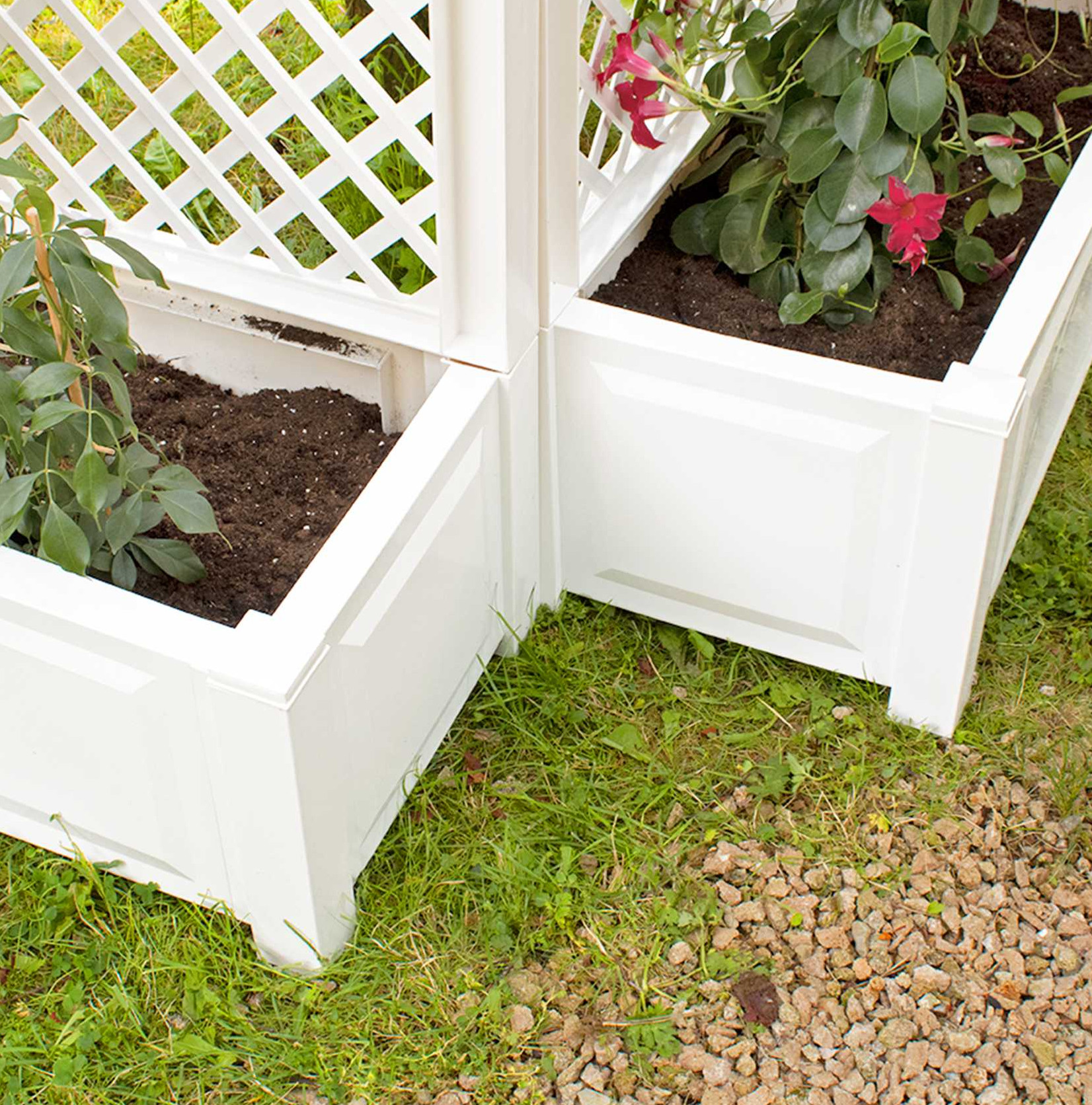 KHW Pflanzkasten groß mit Spalier 100 cm 2er Set weiß