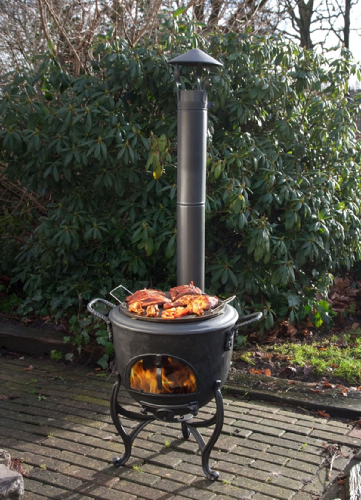 Terrassenofen / Balkonofen Globe-fire Volcano schwarz mit Rauchrohr