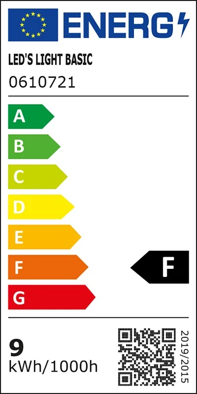 Energielabel Shada LED-Röhre T8 G13 60 cm 9 W 860 lm 4000 K neutralweiß