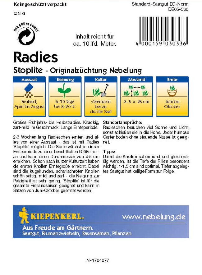 Saatgut Radieschen/ Radies Stoplite